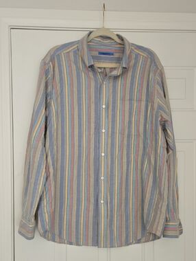J. McLaughlin Pastel Multi-Stripe Button-Down Shirt Size XL